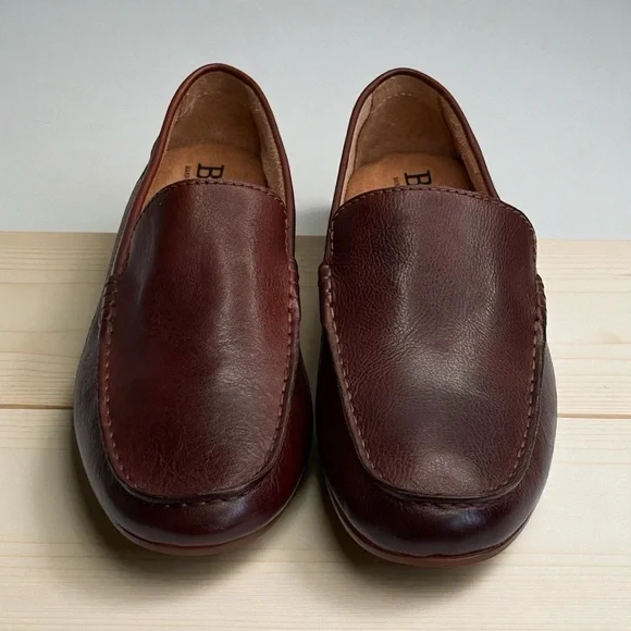 Born Liam Mahogany Brown Leather Driving Loafers • Handcrafted Comfort Shoes - Picture 3 of 12